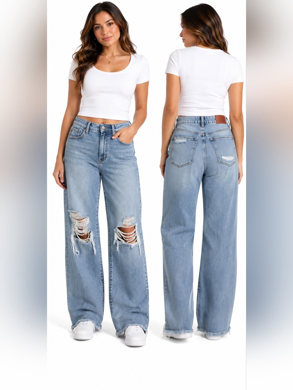 Judy Blue Distressed Raw Hem Jeans Size 5/27 Light Wash